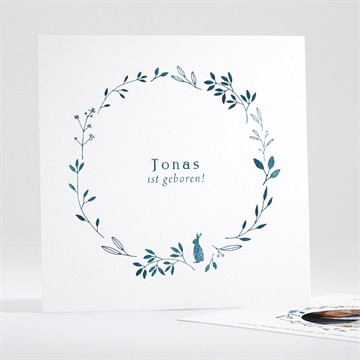 Geburtskarte floral in blau