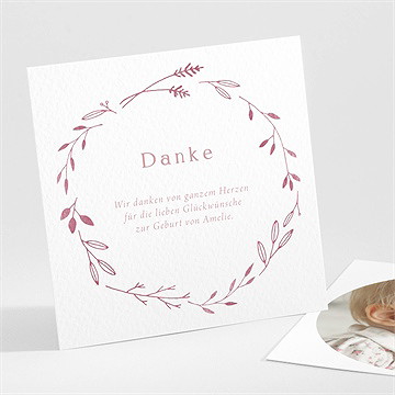 Dankeskarte Geburt Floral In Rosa