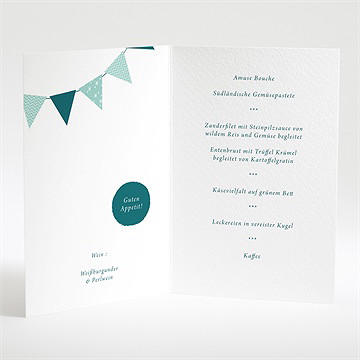 Menükarte Taufe blaue girlande - Vue 2