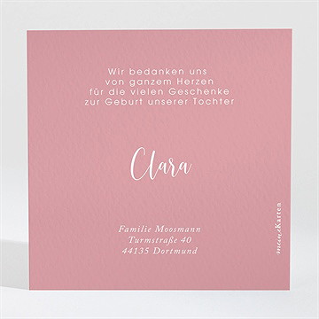 Dankeskarte Geburt Rosafarbene Blätter - Vue 2