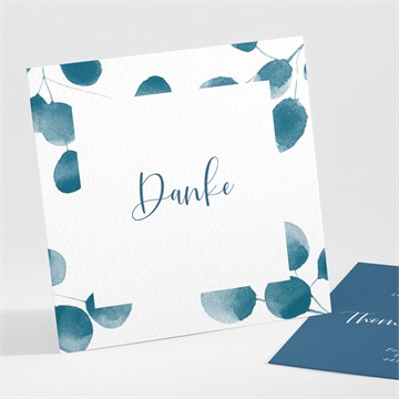Dankeskarte Geburt Blaue blätter