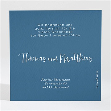 Dankeskarte Geburt Blaue Blätter - Vue 2