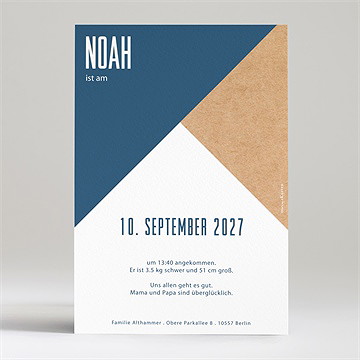 Geburtskarte Grafisches Blau - Vue 2