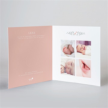 Geburtskarte Blumenverzierung - Vue 3