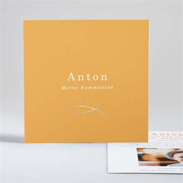 Einladung Kommunion senfgelb - silber