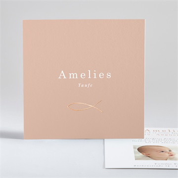 Einladung Taufe goldgravur rosa