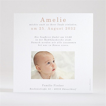 Einladung Taufe Goldgravur Rosa - Vue 3