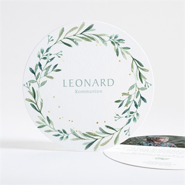 Einladung Kommunion blätter und vergoldung - gold