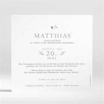 Einladung Kommunion vergiss mich nicht - blau - Vue 2