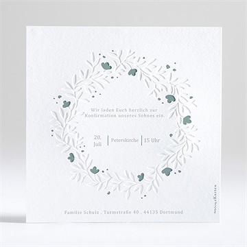 Einladung Konfirmation Smaragder Blumenkranz - Vue 3