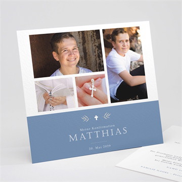Einladung Konfirmation vergiss mein nicht blau magnet