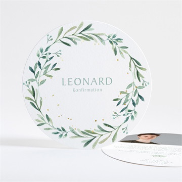 Einladung Konfirmation vergoldeter blumenkranz