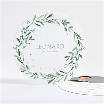 Einladung Konfirmation Vergoldeter Blumenkranz