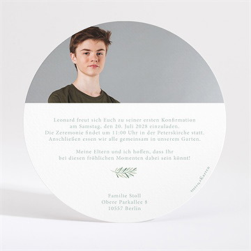 Einladung Konfirmation Vergoldeter Blumenkranz - Vue 4