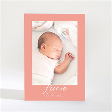 Geburtskarte rosafarbener rahmen
