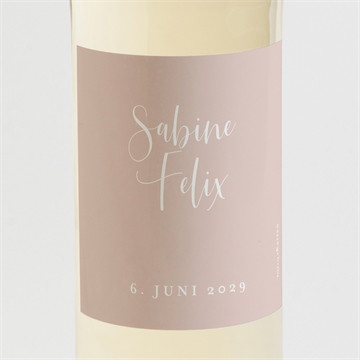 Flaschenetikett Hochzeit zartrosa und kupfer