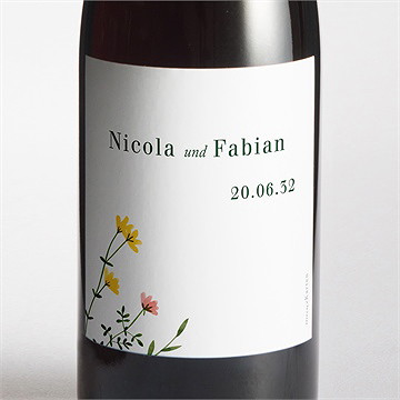 Flaschenetikett Hochzeit wilde blumen