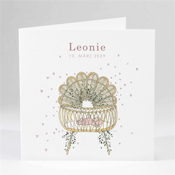 Geburtskarte Wiege mädchen
