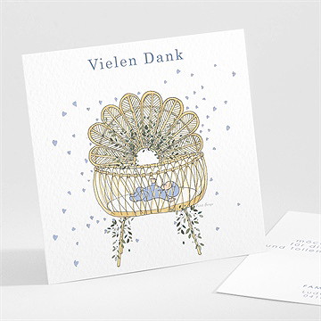 Dankeskarte Geburt Wiege Jungen