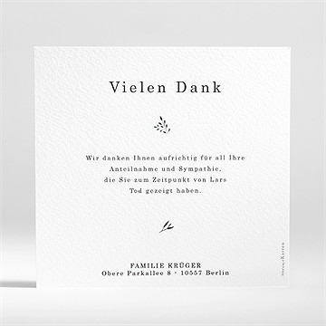 Trauerdanksagung filigraner blätterkanz quadrat - Vue 2