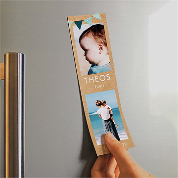 Einladung Taufe blaue girlande - magnet - Vue 2