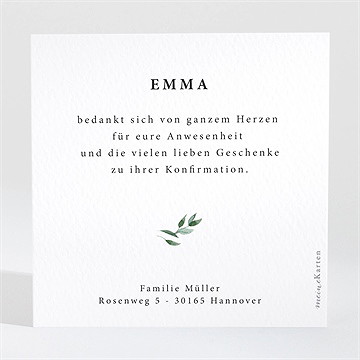 Dankeskarte Konfirmation zarte olivenblätter - Vue 2