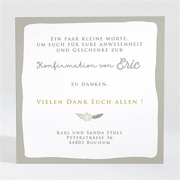 Dankeskarte Konfirmation blumige initiale - Vue 2
