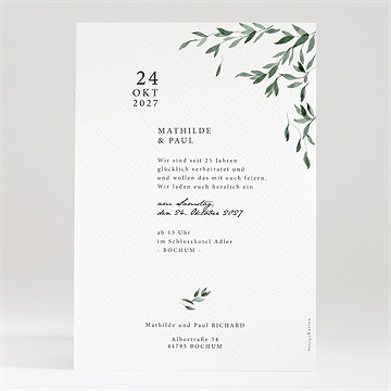 Einladung Hochzeitsjubiläum florale zartheit - 25 jahre - vue 2