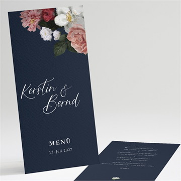 Menükarte Hochzeit nachtblumen