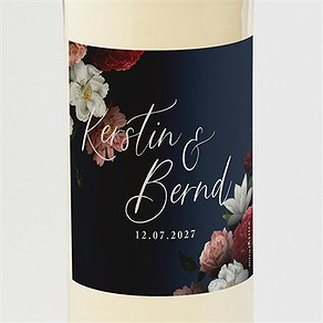 Flaschenetikett Hochzeit nachtblumen