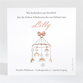 Dankeskarte Geburt zartes mobile