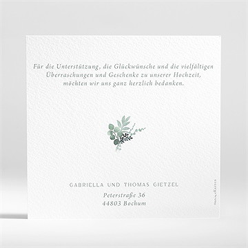 Dankeskarte Hochzeit aquarell poesie mit initiale - Vue 2