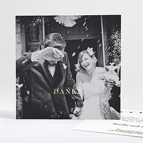 Dankeskarte Hochzeit liebespaar - gold