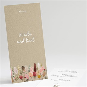 Menükarte Hochzeit feldblumenstrauß