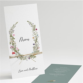 Menükarte Hochzeit gravur mit ländlichem motiv
