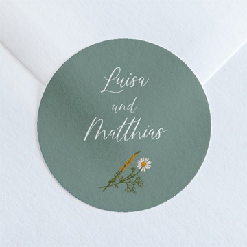 Aufkleber Hochzeit Gravur mit ländlichem motiv