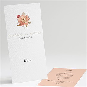 Menükarte Hochzeit behutsamkeit
