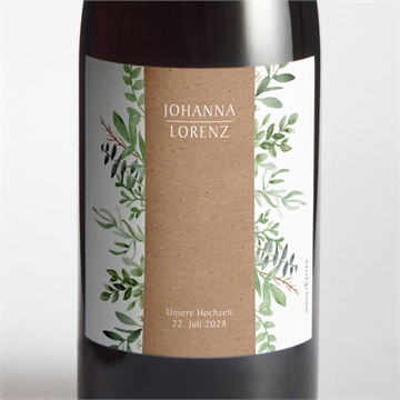 Flaschenetikett Hochzeit blätterschmuck - magnet