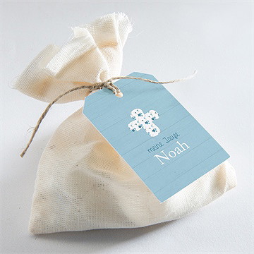 Geschenkanhänger Taufe Blaue Schleife - Vue 2