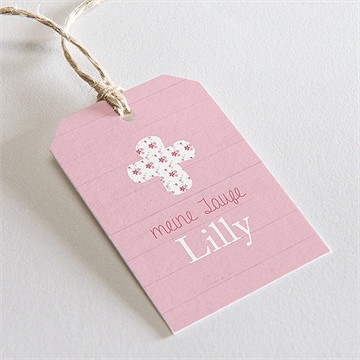 Geschenkanhänger Taufe Rosa Schleife