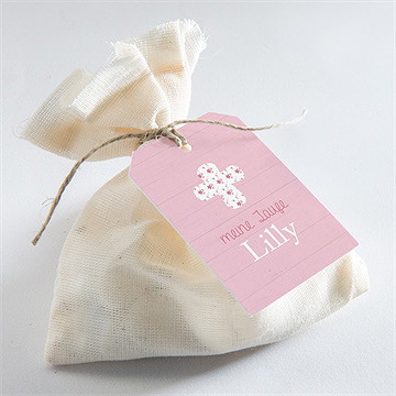 Geschenkanhänger Taufe Rosa Schleife - Vue 2