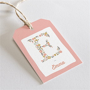Geschenkanhänger Taufe blumenalphabet mädchen