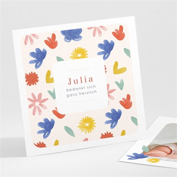 Dankeskarte Geburt flowerpower