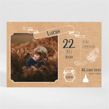 Einladung Kommunion kraftpapierillustration