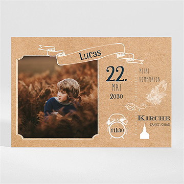 Einladung Kommunion kraftpapierillustration-magnet