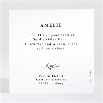 Dankeskarte Geburt blätterverzierung - Vue 2