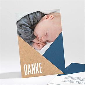 Dankeskarte Geburt grafisches blau