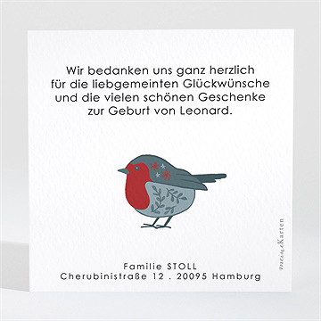Dankeskarte Geburt Rotkehlchen - Vue 2