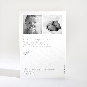 Dankeskarte Geburt weiße gravur - Vue 2