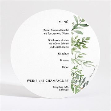 Menükarte Hochzeit blätterschmuck - rund - Vue 2